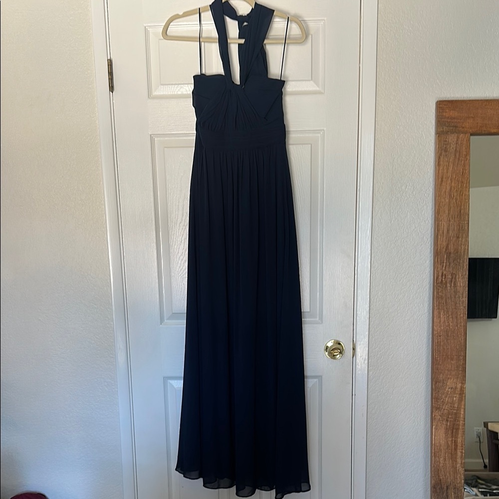 Chiffon Navy Birdy Grey Convertible dress Size small